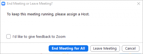 Screenshot of the End Meeting dialog box.