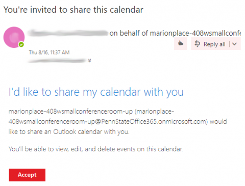 Screenshot of the email invitation.