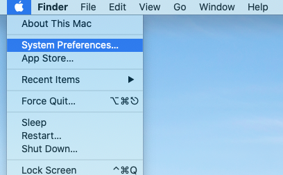 Screenshot showing System Preferences in the Apple menu.