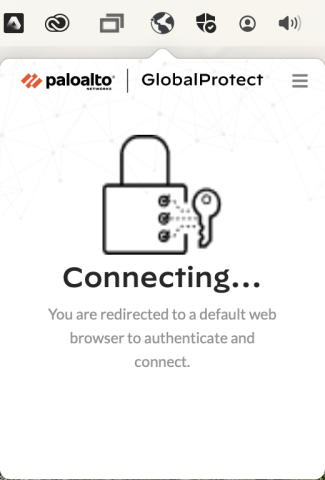 Screenshot showing that the VPN is connecting.