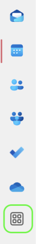 Screenshot showing More Apps as the last icon on the left side after OneDrive.