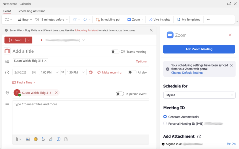 Screenshot showing the new meeting settings.