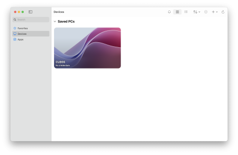 Screenshot of the saved PC in Windows App.